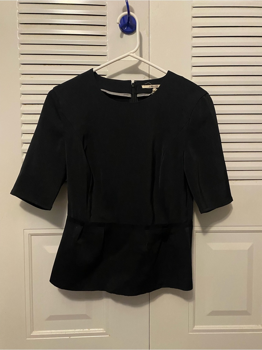 J Brand Black Short Sleeve Peplum Top (XS)